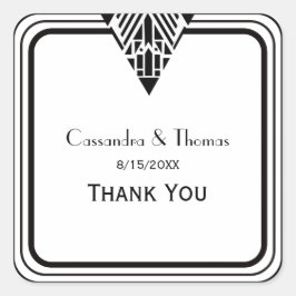 ヴィンテージアールデコBlk Whtフレーム1 SQ封筒用シール スクエアシール