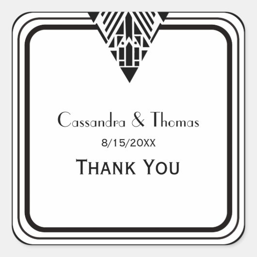 ヴィンテージアールデコBlk Whtフレーム1 SQ封筒用シール スクエアシール (正面)