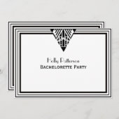 ヴィンテージアールデコBlk Whtフレーム#1 Hバチェロレッテ 招待状 (正面/裏面)