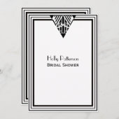 ヴィンテージアールデコBlk Whtフレーム#1 Vブライダルシャワー 招待状 (正面/裏面)
