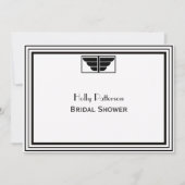 ヴィンテージアールデコBlk Whtフレーム#2 Hブライダルシャワー 招待状 (正面)