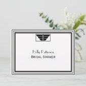 ヴィンテージアールデコBlk Whtフレーム#2 Hブライダルシャワー 招待状 (スタンド正面)
