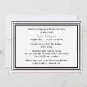 ヴィンテージアールデコBlk Whtフレーム#2 Hブライダルシャワー 招待状 (裏面)