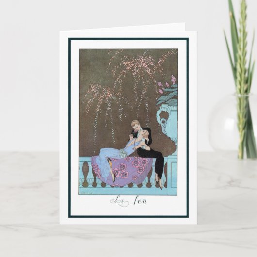 ヴィンテージアールデコFireworks Le Feu、George Barbier カード (正面)
