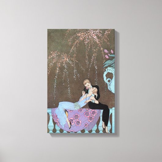 ヴィンテージアールデコFireworks Le Feu、George Barbier キャンバスプリント (正面)