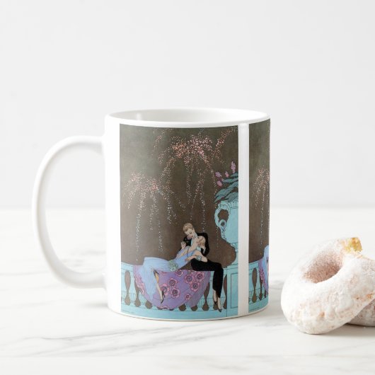 ヴィンテージアールデコFireworks Le Feu、George Barbier コーヒーマグカップ (ドーナツ)