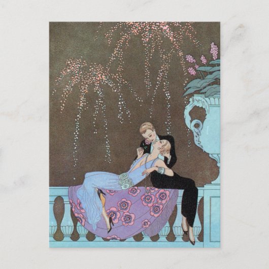 ヴィンテージアールデコFireworks Le Feu、George Barbier ポストカード (正面)