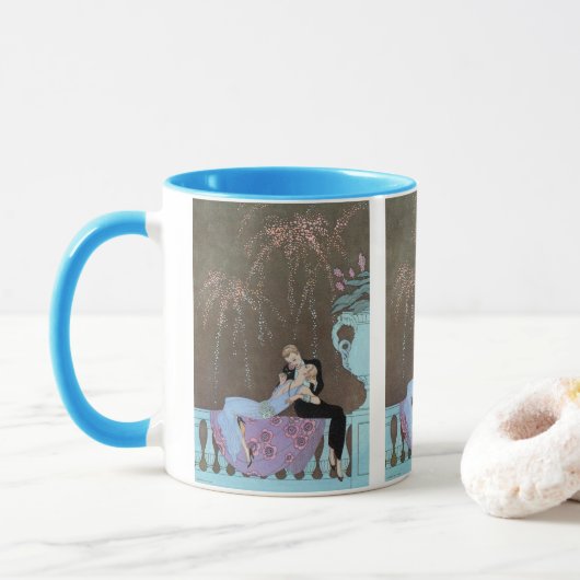 ヴィンテージアールデコFireworks Le Feu、George Barbier マグカップ (ドーナツ)