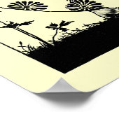 ヴィンテージアールヌーボーのクラリネットと月の女性 ポスター (角)