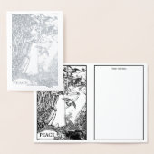 ヴィンテージアールヌーボーの森食べ物を与えの女の子 箔カード (ディスプレー)