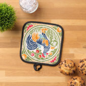 ヴィンテージアールヌーボーの鶏と果物 鍋敷き (トップダウン)