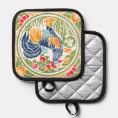 ヴィンテージアールヌーボーの鶏と果物 鍋敷き (正面/裏面)