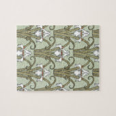 ヴィンテージアールヌーボーアイリスの花in庭 ジグソーパズル (横)