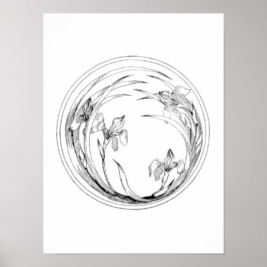 ヴィンテージアールヌーボーアイリスアイリス – アイリステンプレート ポスター (正面)