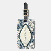 ヴィンテージアールヌーボーアイリス花花柄 ラゲッジタグ (正面縦)