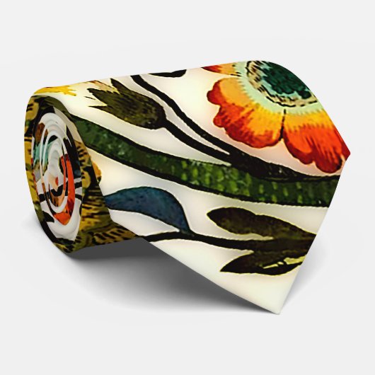 ヴィンテージアールヌーボーアザミ模様 ネクタイ (ロール)