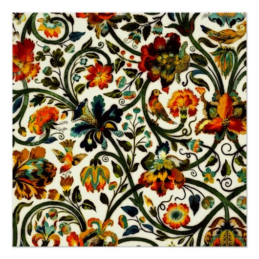 ヴィンテージアールヌーボーアザミ模様 ポスター (正面)