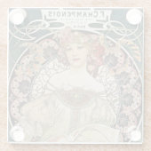 ヴィンテージアールヌーボーアルフォンスミュシャアー絵画ト ガラスコースター (裏面)