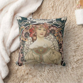 ヴィンテージアールヌーボーアルフォンスミュシャアー絵画ト クッション (ブランケット)