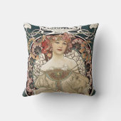 ヴィンテージアールヌーボーアルフォンスミュシャアー絵画ト クッション (裏面)