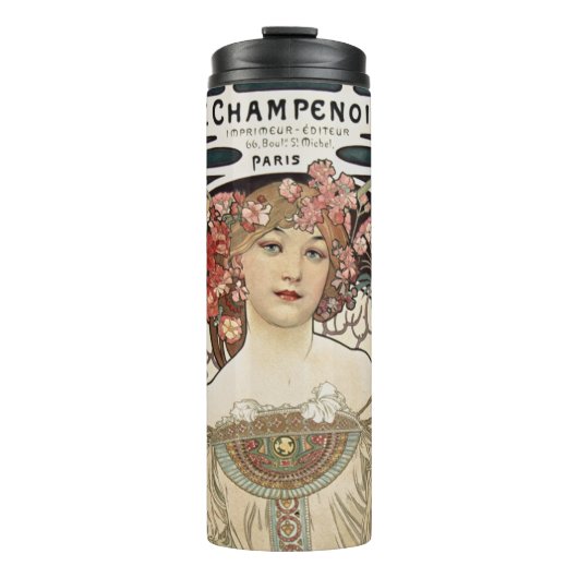 ヴィンテージアールヌーボーアルフォンスミュシャアー絵画ト タンブラー (正面)