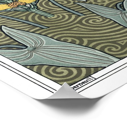 ヴィンテージアールヌーボーアロードガーデンフラワー ポスター (角)