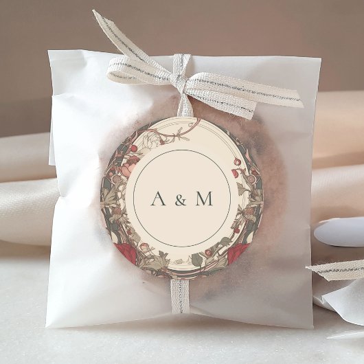 ヴィンテージアールヌーボーアンティークフローラセージ結婚ズ ラウンドシール