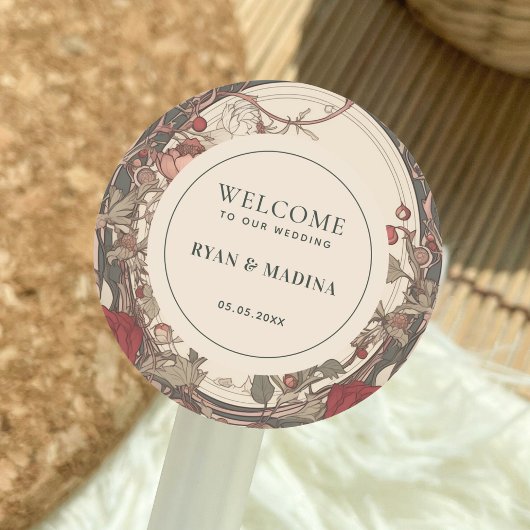 ヴィンテージアールヌーボーアンティーク結婚フローラ歓迎 ラウンドシール