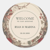 ヴィンテージアールヌーボーアンティーク結婚フローラ歓迎 ラウンドシール (正面)