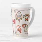 ヴィンテージアールヌーボーアートbyミュシャ，モノグラム，レター カフェラテマグ (右アングル)