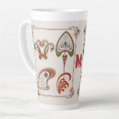 ヴィンテージアールヌーボーアートbyミュシャ，モノグラム，レター カフェラテマグ (左アングル)