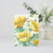 ヴィンテージアールヌーボーイエローポピー葉書 ポストカード (スタンド正面)