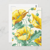 ヴィンテージアールヌーボーイエローポピー葉書 ポストカード (正面/裏面)