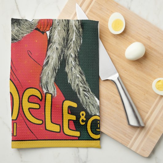 ヴィンテージアールヌーボーイタリアンファッションラブロマンス キッチンタオル (四つ折り)