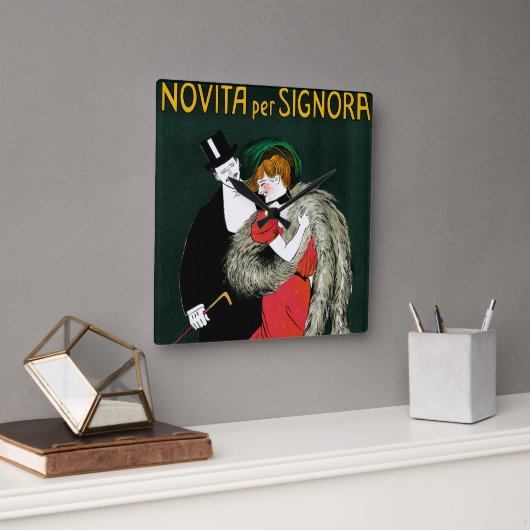 ヴィンテージアールヌーボーイタリアンファッションラブロマンス スクエア壁時計 (オフィス)