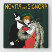 ヴィンテージアールヌーボーイタリアンファッションラブロマンス スクエア壁時計 (正面)