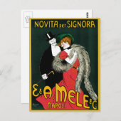 ヴィンテージアールヌーボーイタリアンファッションラブロマンス ポストカード (正面/裏面)