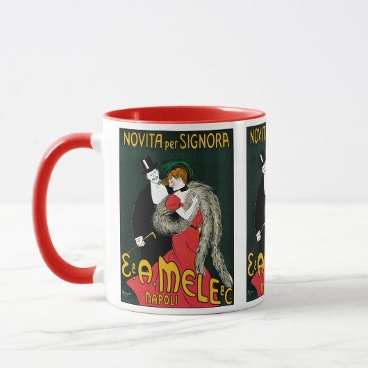 ヴィンテージアールヌーボーイタリアンファッションラブロマンス マグカップ (左)