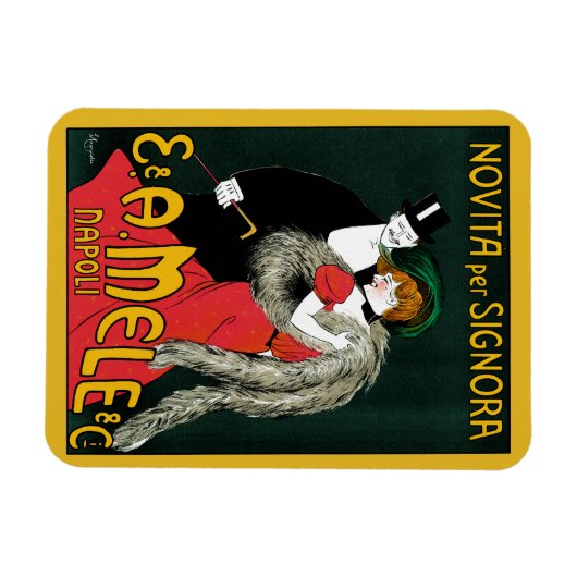 ヴィンテージアールヌーボーイタリアンファッションラブロマンス マグネット (横)