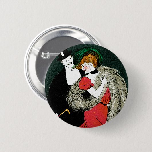 ヴィンテージアールヌーボーイタリアンファッションラブロマンス 缶バッジ (正面&裏面)