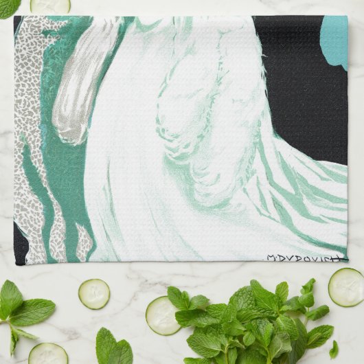 ヴィンテージアールヌーボーイタリアン、ファッションファンシー、女性 キッチンタオル (折り畳み)