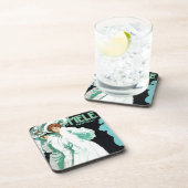 ヴィンテージアールヌーボーイタリアン、ファッションファンシー、女性 コースター (右側)