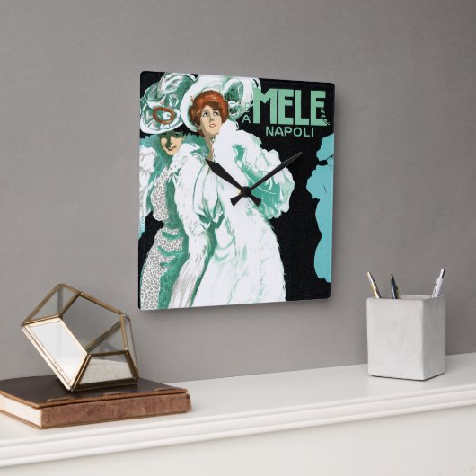 ヴィンテージアールヌーボーイタリアン、ファッションファンシー、女性 スクエア壁時計 (オフィス)