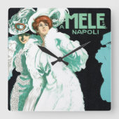 ヴィンテージアールヌーボーイタリアン、ファッションファンシー、女性 スクエア壁時計 (正面)