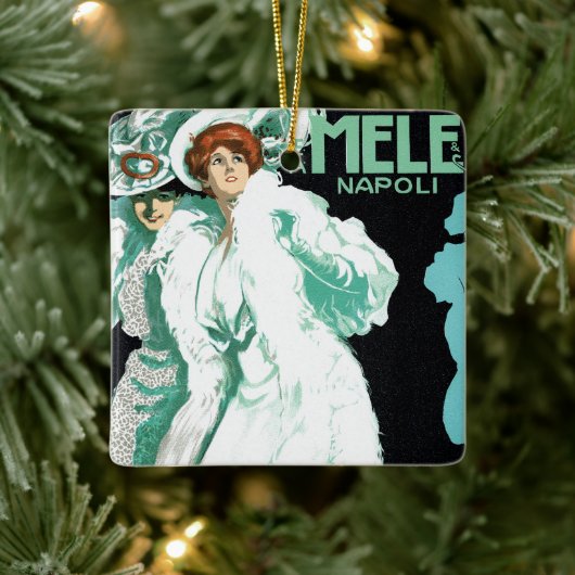 ヴィンテージアールヌーボーイタリアン、ファッションファンシー、女性 セラミックオーナメント (ツリー)