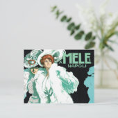 ヴィンテージアールヌーボーイタリアン、ファッションファンシー、女性 ポストカード (スタンド正面)