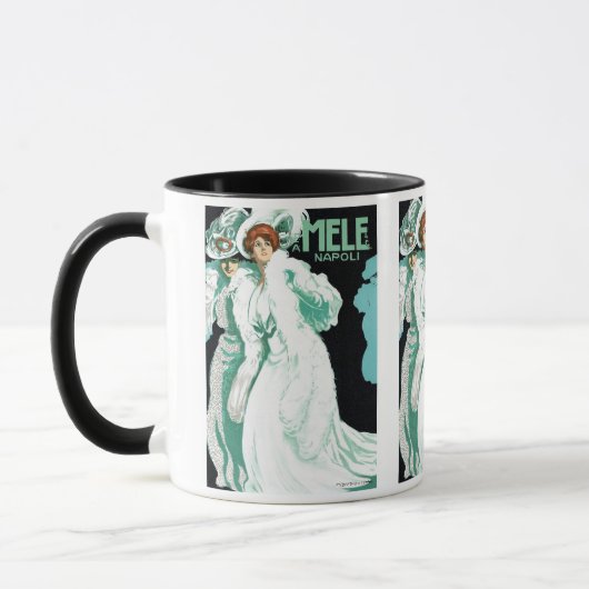 ヴィンテージアールヌーボーイタリアン、ファッションファンシー、女性 マグカップ (左)