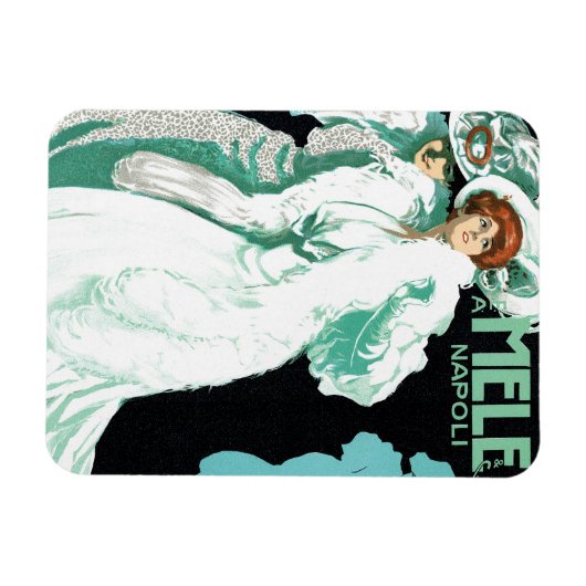 ヴィンテージアールヌーボーイタリアン、ファッションファンシー、女性 マグネット (横)