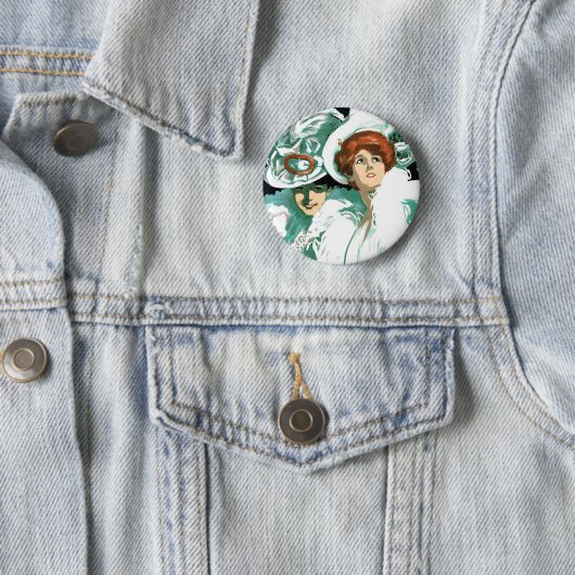 ヴィンテージアールヌーボーイタリアン、ファッションファンシー、女性 缶バッジ (インサイチュ)