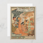 ヴィンテージアールヌーボーイラストレーションクリスマスカード シーズンカード (正面/裏面)